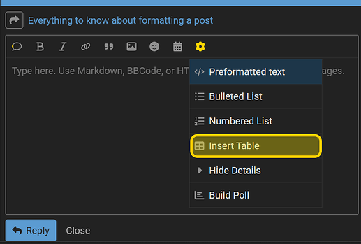 Insert Table